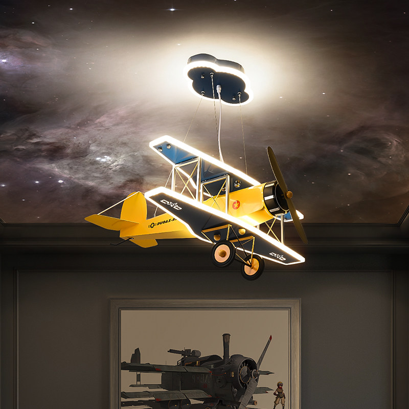 飞机吊灯儿童房灯男孩卧室灯顶创意个性滑翔机模型儿童房吊灯