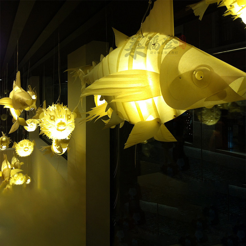 鱼形吊灯日式餐厅民宿饭店火锅店酒店吧台料理店软装鲤鱼装饰灯具