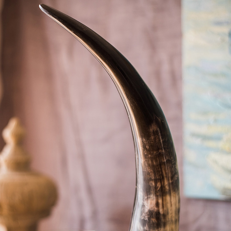 掬涵印度进口牛角装饰高档摆件古老手工手工艺摆件