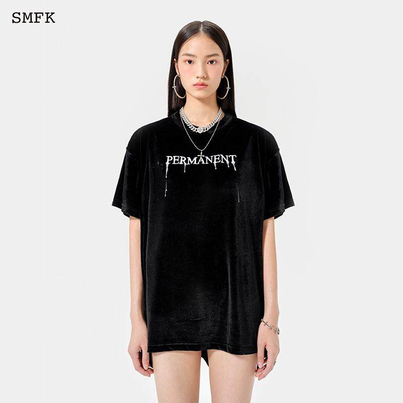 smfk官方弹力丝绒舞台阔版潮牌tee短袖上衣t恤