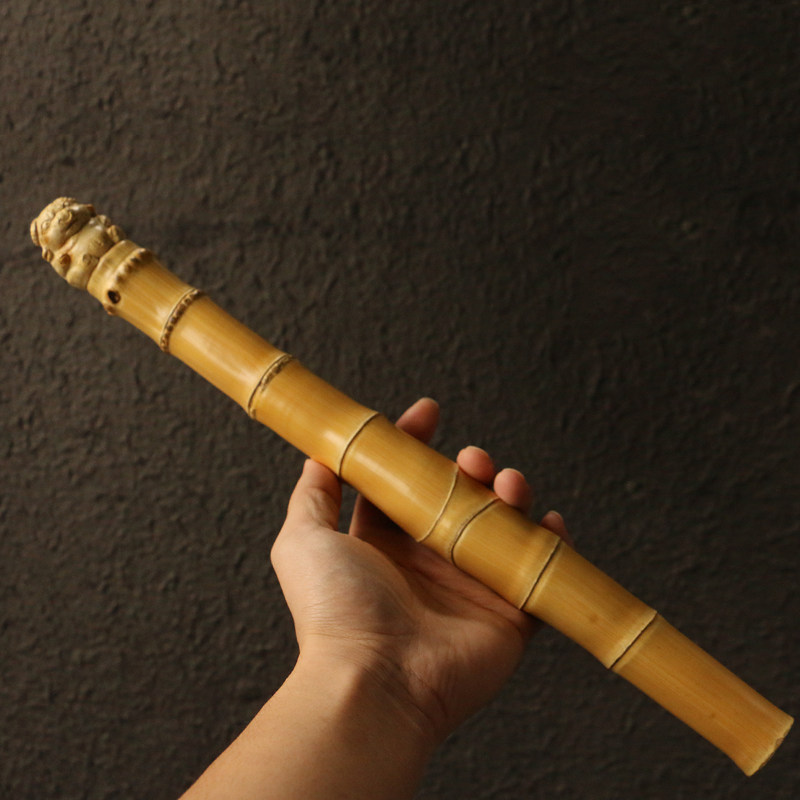 一物牛气手把竹棍实心牛气冲天冲天一拍圆雕一体竹编