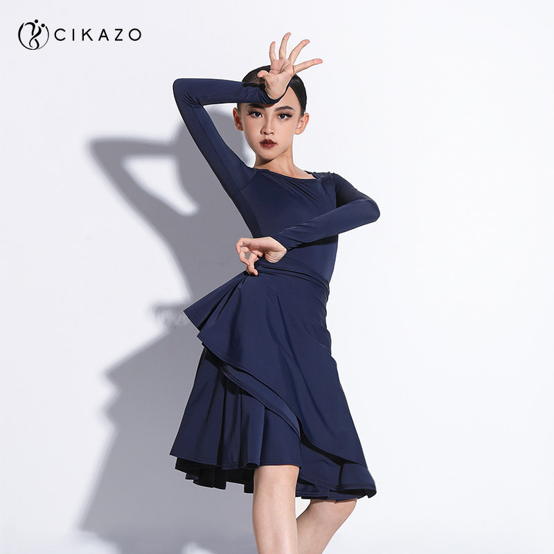 茜卡索可定制女童拉丁舞规定服秋冬专业考级比赛服儿童赛服g7036