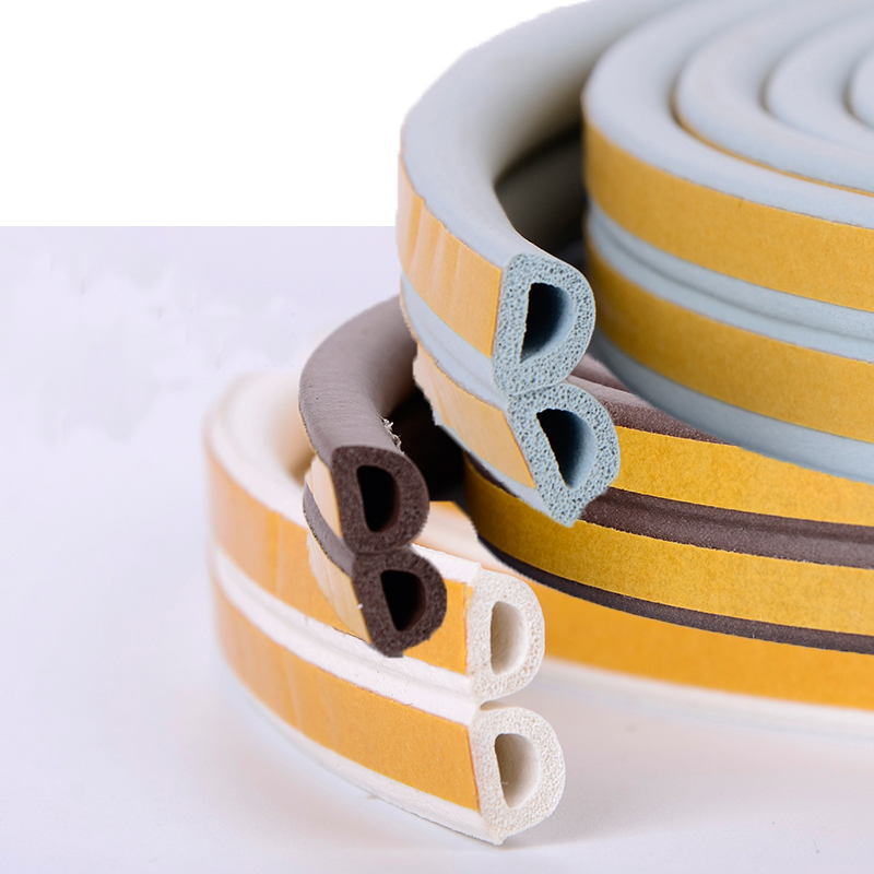 木门静音发泡密封条胶条门窗背胶自粘防撞棕色密封条