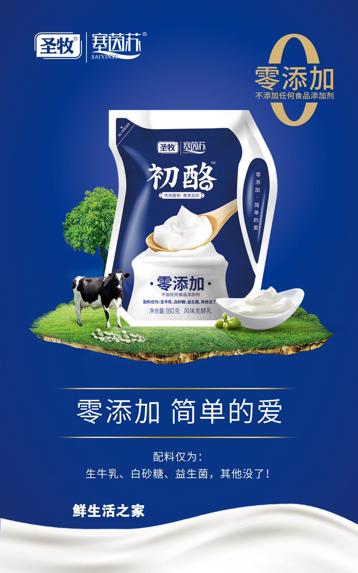 克林180g初酪酸奶原味浓缩爱克内蒙古塞茵圣牧酸奶