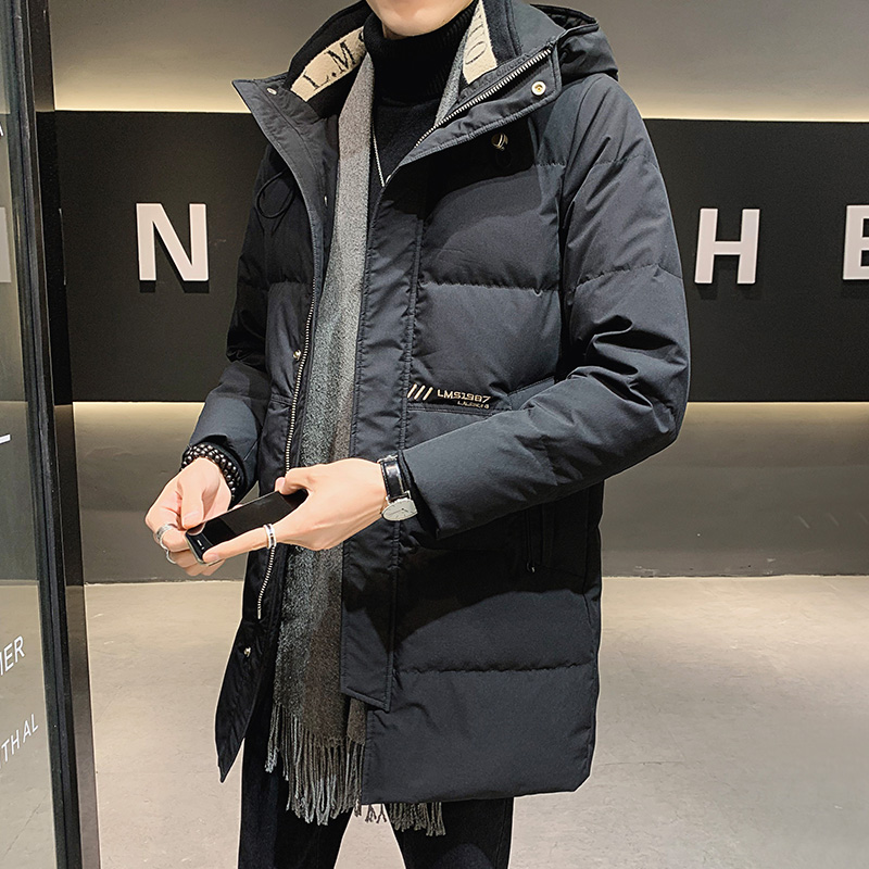 羽绒服男2021新款潮牌连帽中长款加厚秋冬季外套潮流帅气保暖冬装