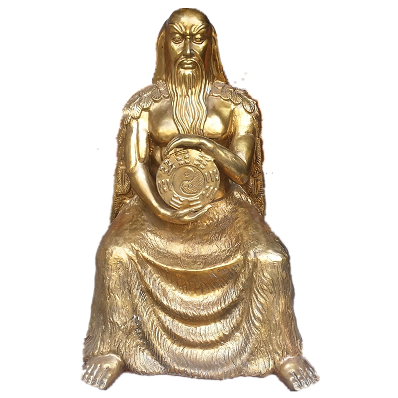 纯铜人祖爷先后天八卦祖师师爷伏羲神像家居摆件