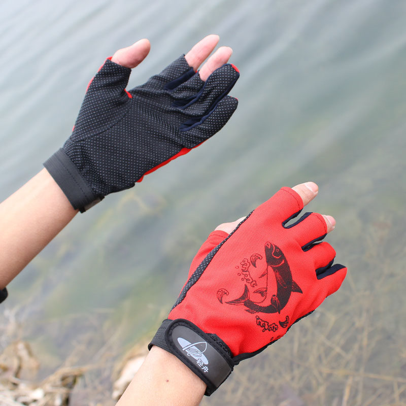 钓鱼手套路亚手套露三指防晒手套男透气防滑钓鱼用品户外路亚防护