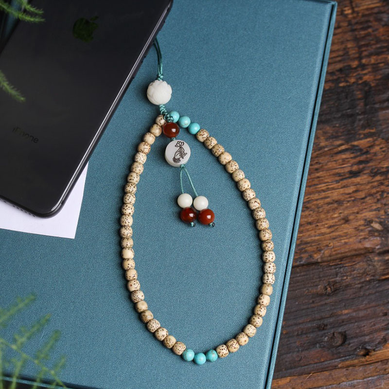 莲花菩提提子手机链挂件手串佛珠两圈手链文玩手链