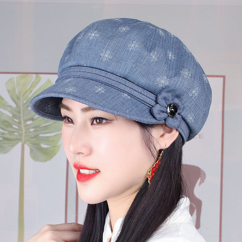 帽子子女春夏花朵时尚八角帽显脸小鸭舌帽中老年帽子