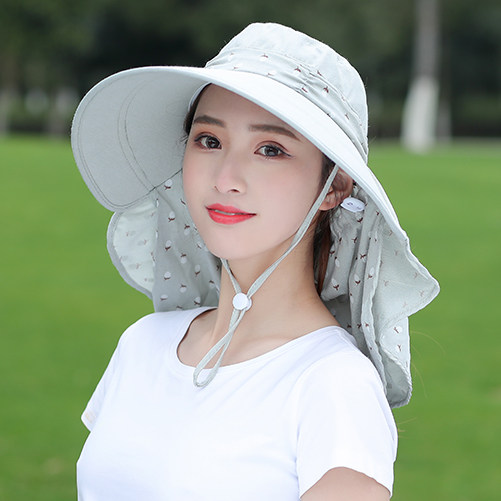 帽子遮阳帽骑车女夏季防晒帽遮脸防紫外线凉帽女士防风大沿太阳帽