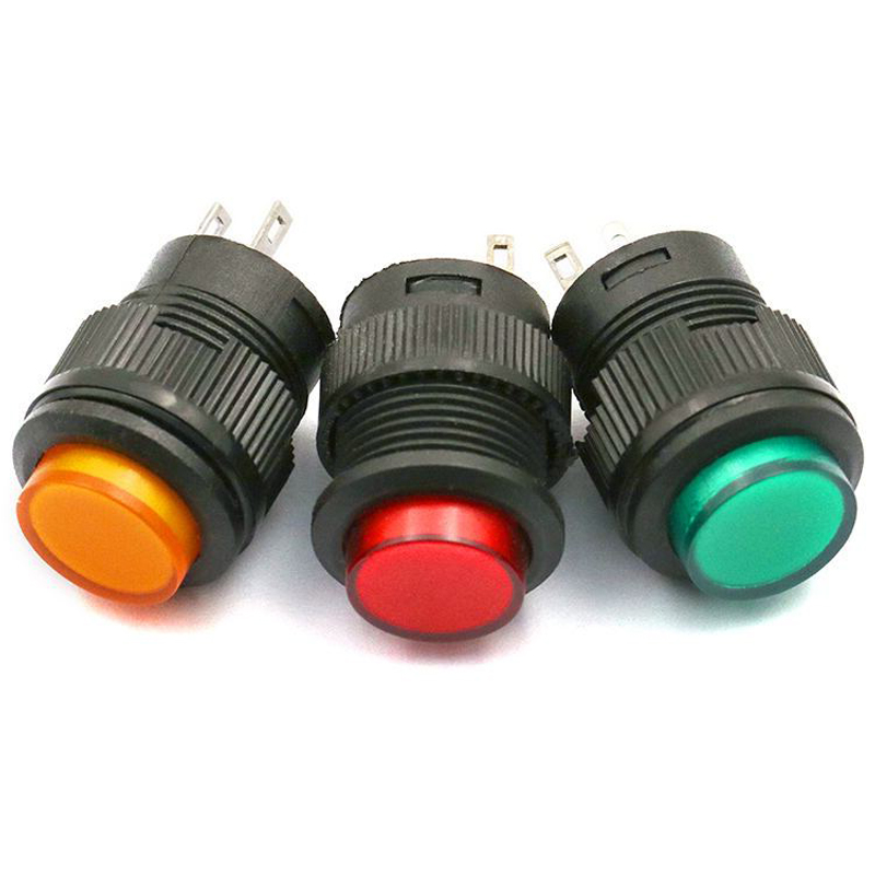 开关r16503按键按钮带灯点复位自锁圆型红绿绿色开关