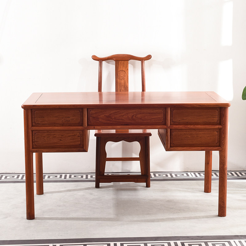 红木书桌家用办公桌实木仿古中式书房小写字桌缅甸花梨明式电脑桌