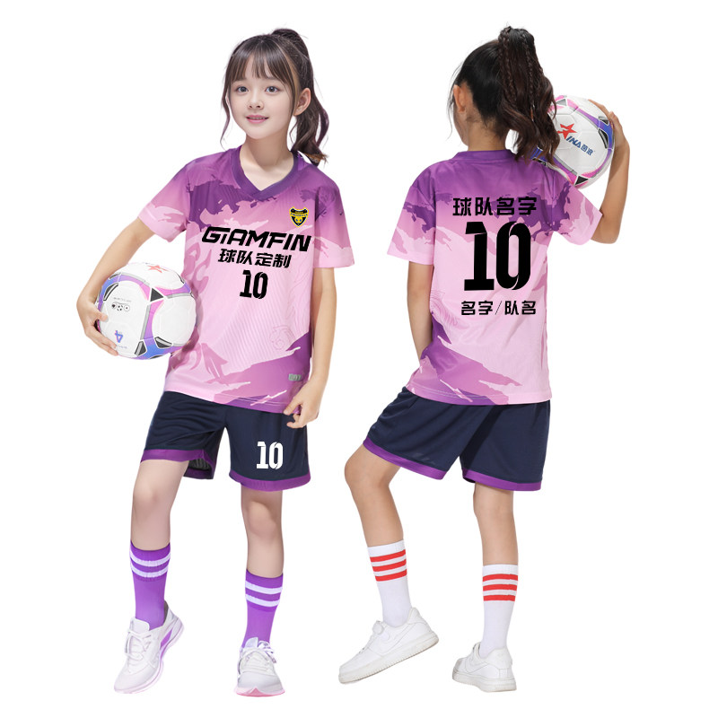 儿童足球服套装男定制小学生羽毛球比赛训练印字队服女生运动球衣