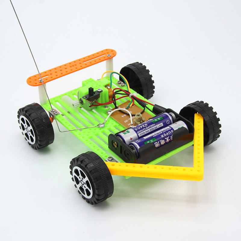 科学实验玩具两通道遥控车模型 儿童diy手工科技小制作马达材料包