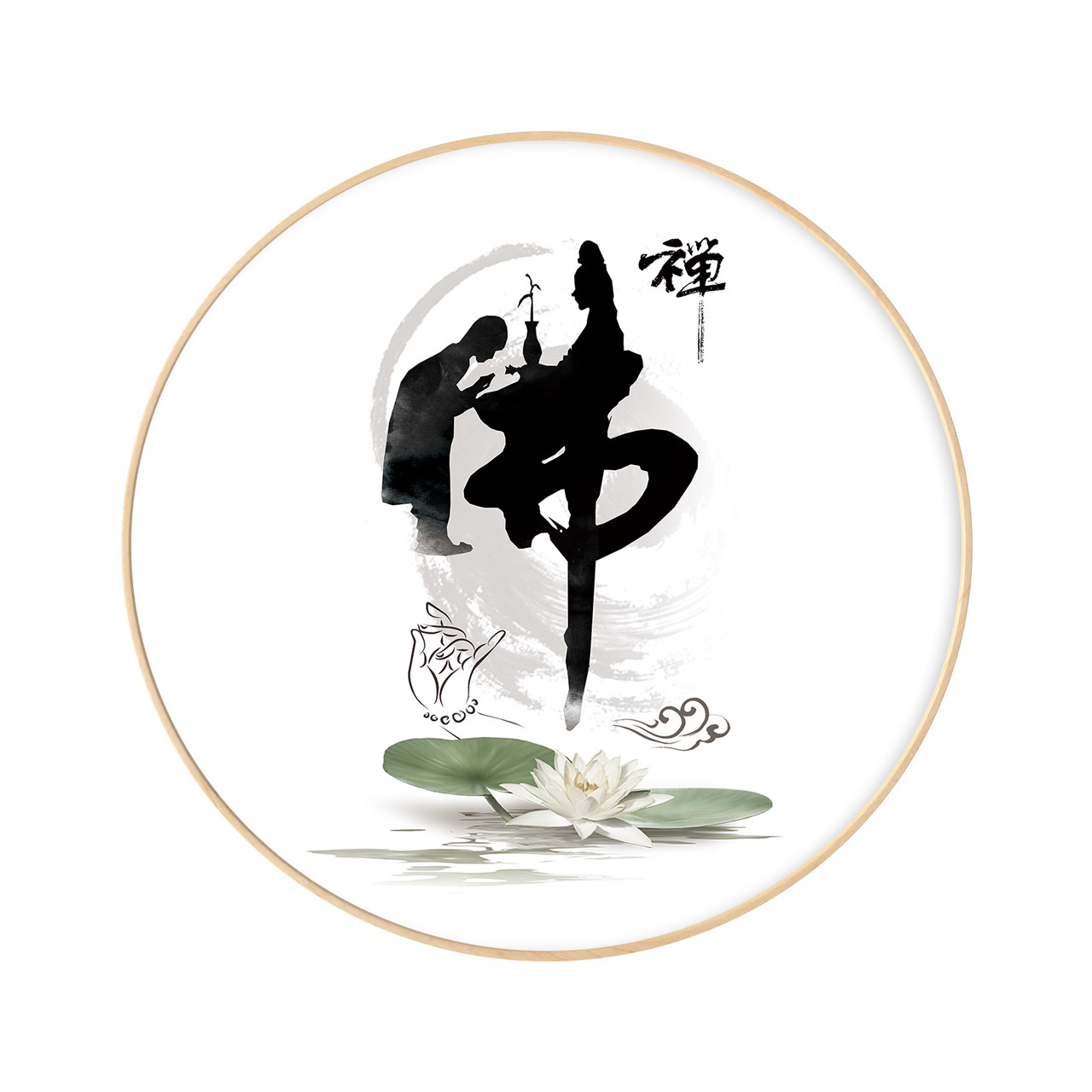 禅意圆形十字绣佛像系列新款观音莲花现代玄关十字绣套件