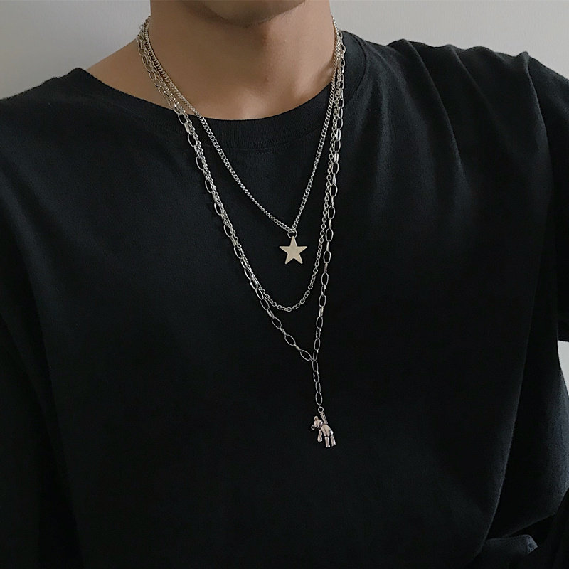 三层项链多层欧美个性叠加叠戴男潮网红ins项链