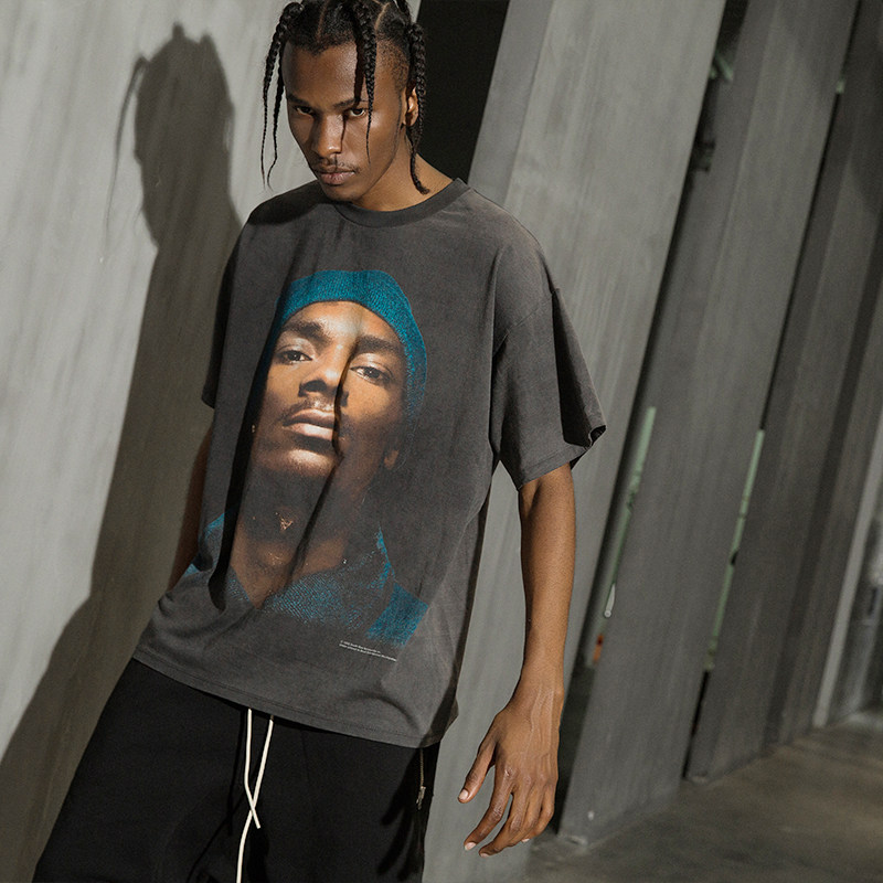 fog fear of god风格vtg狗爷短袖vintage自然水洗做旧t恤高街破坏