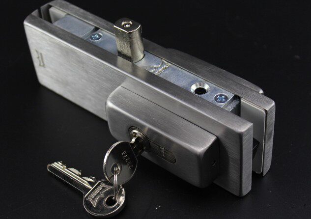 玻璃门地锁多玛无框玻璃门锁防盗防伪可查门夹