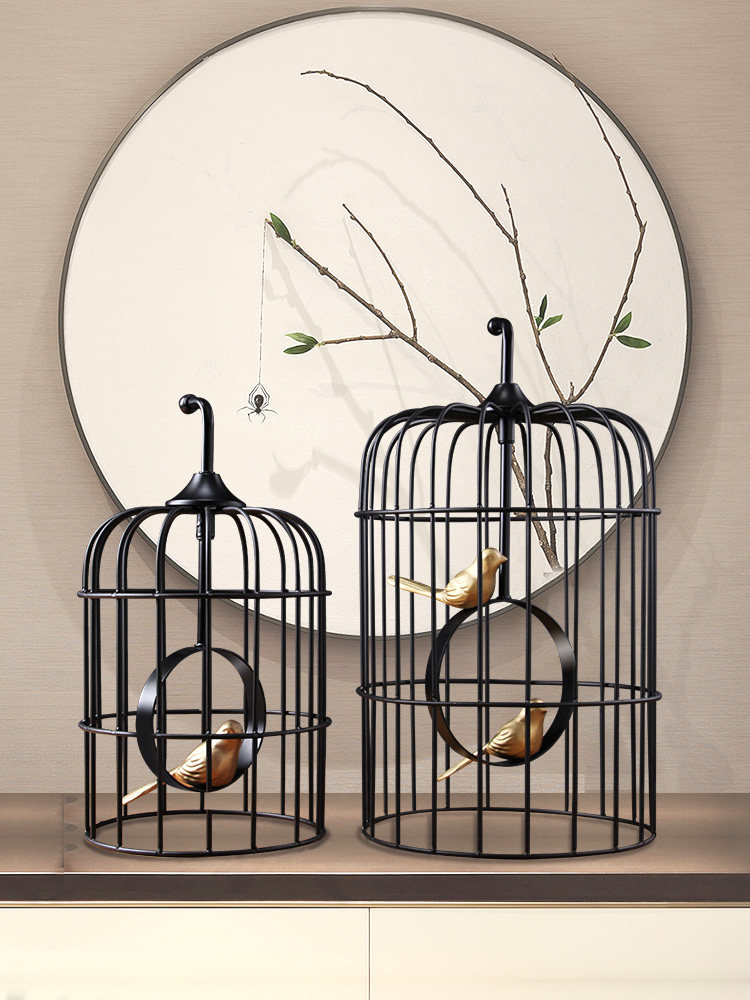 鸟笼复古创意装饰铁艺花艺笼子大号橱窗摆件鸟笼