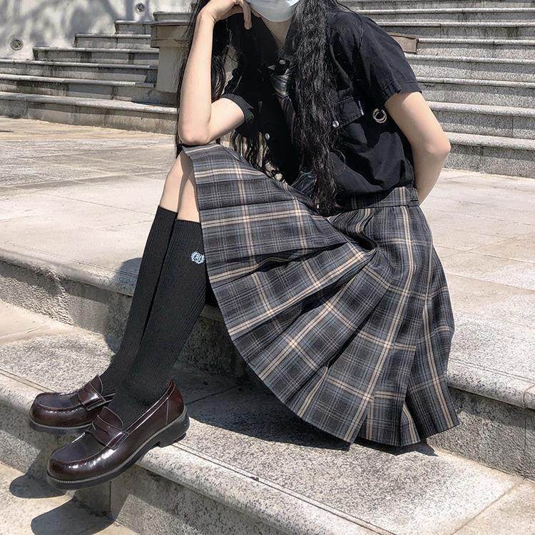 霸气暗黑色系jk制服春夏季短袖全套套装小学生学生校服