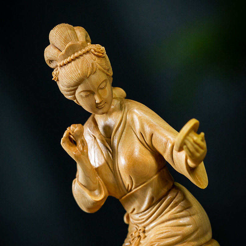 美女木雕工艺品实木家居装饰中式梳妆古典杨木黄杨木木雕