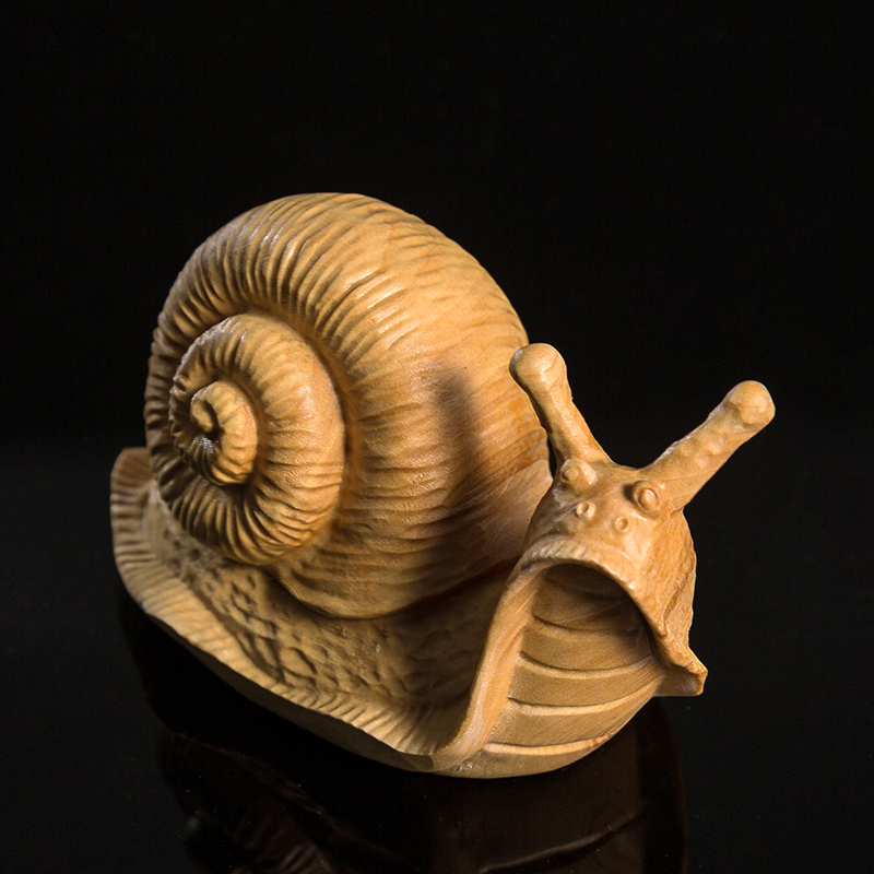 摆件新款奋勇向前蜗牛乐清黄杨木杨木雕刻汽车木雕