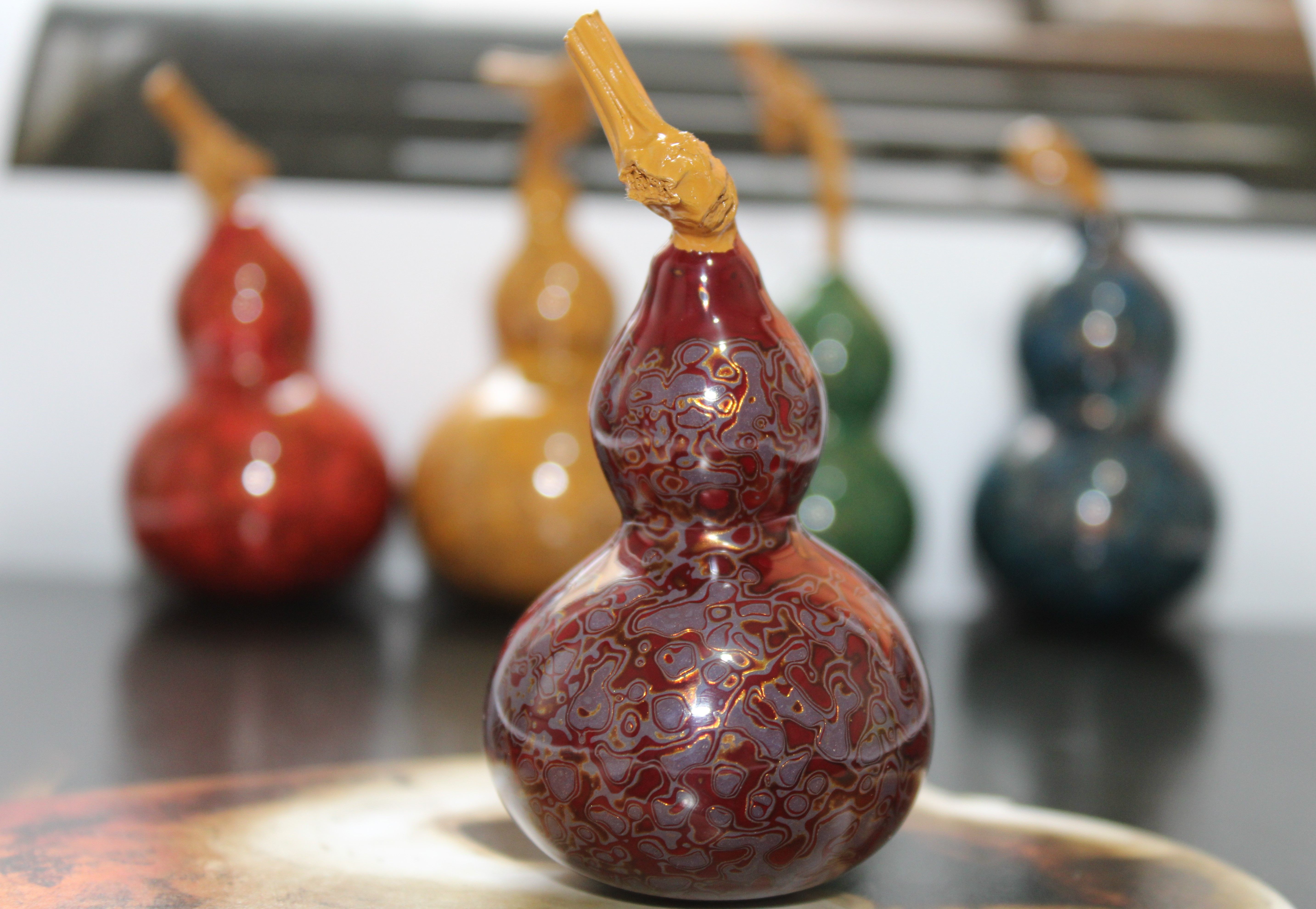 葫芦定制大漆开口非遗手工漆器挂件手捻文玩漆器