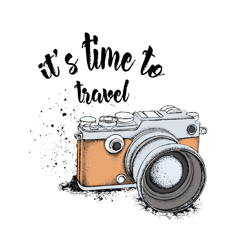 欧美字母热转印单反相机图案印花复古潮流胶印辅料布贴