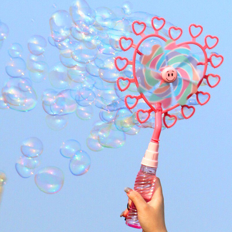 旋转风车玩具吹泡泡泡机儿童小风车户外彩色大风车风车