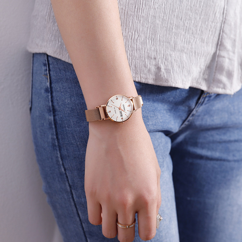 手表女学生ins韩版潮流ulzzang超薄玫瑰金真皮女表石英表2018新款