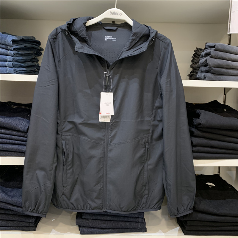 Baleno班尼路男款风衣 19新款青年超薄连帽修身防晒外套88907527