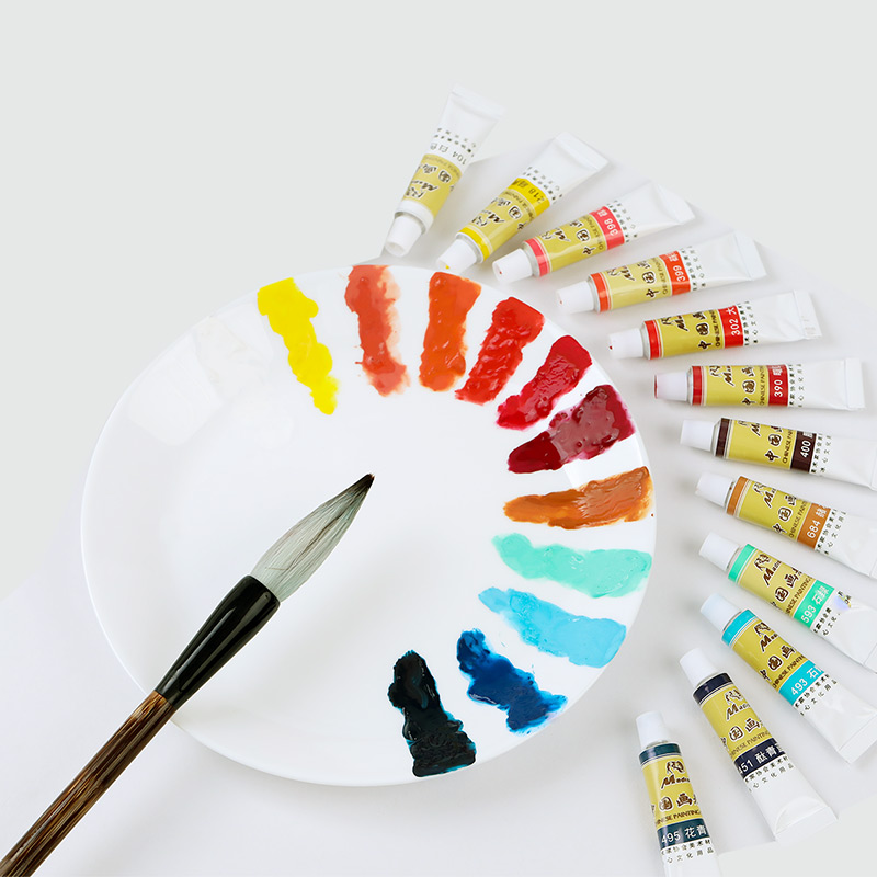 颜料国画套装马蒂斯初学者水墨画工笔画入门12色儿童国画颜料