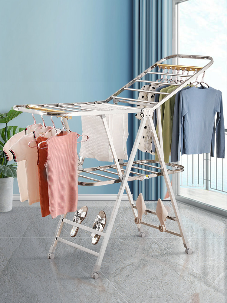 晾衣架落地折叠室内外阳台家用不锈钢翼型婴儿宝宝置地