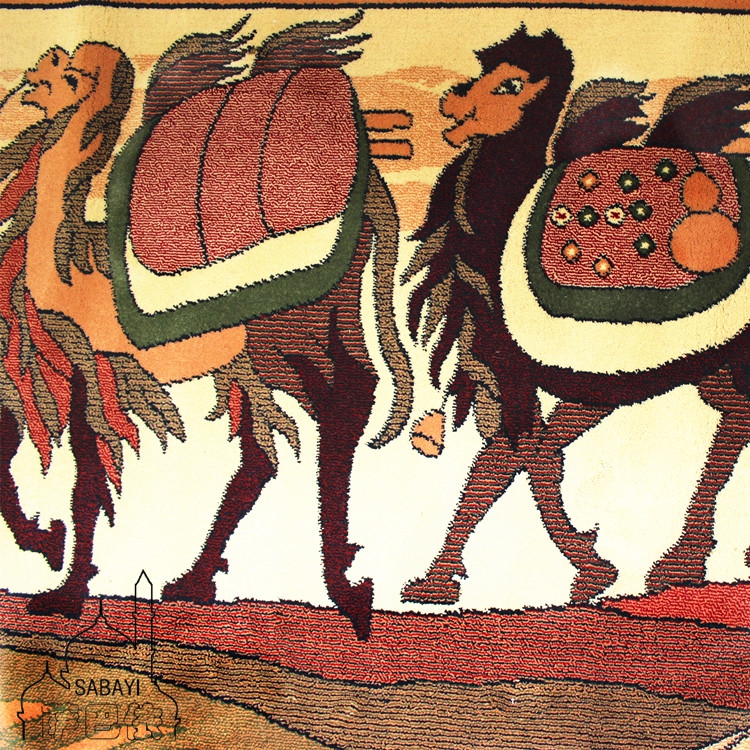 新疆少数民族特色手工艺术挂毯隔壁驼队西域风情经典装饰挂毯