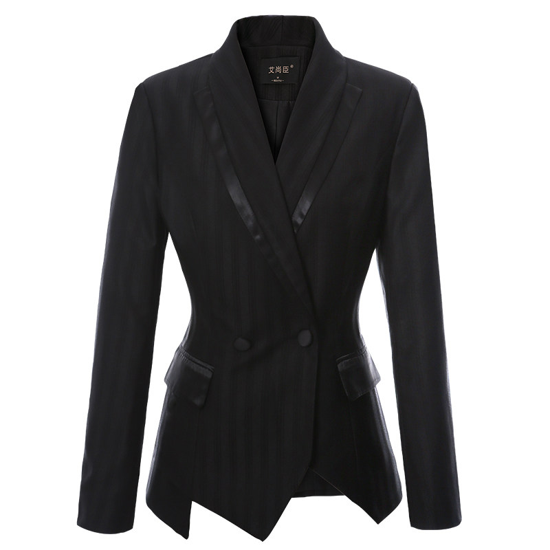 2020秋新款韩版网红炸街套装设计感百搭黑色条纹西装正装工作服女