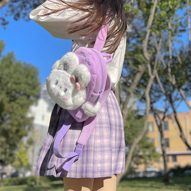 歪瓜出品点星兔毛绒双肩包女生洛丽塔可爱动漫儿童动漫背包