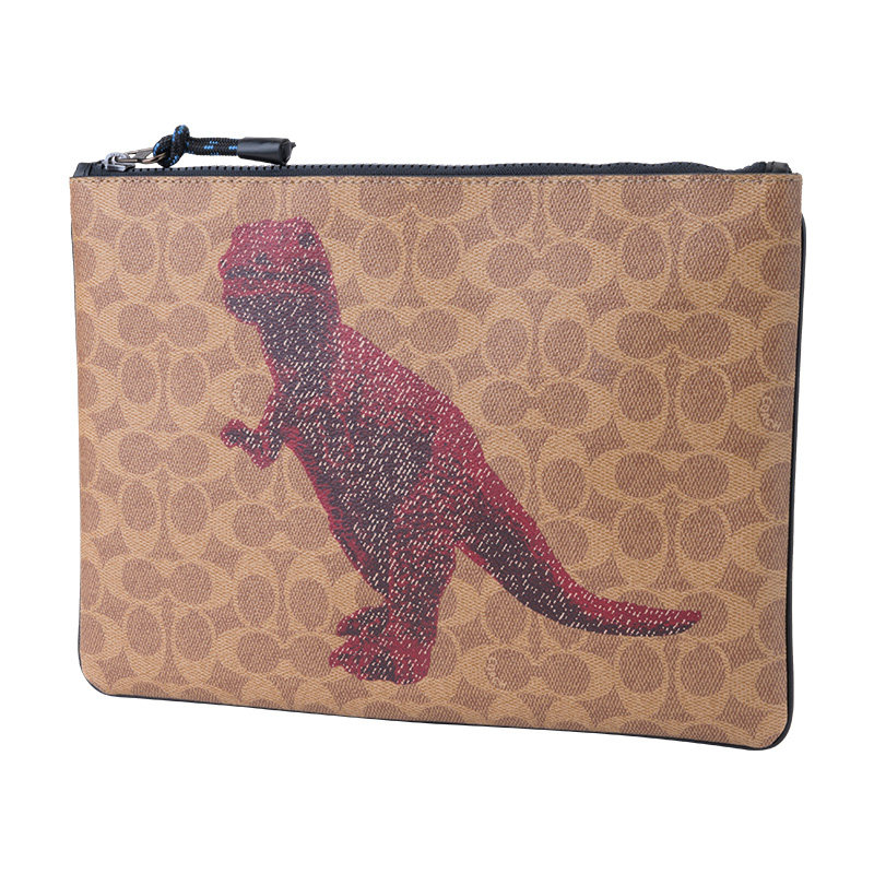 coach蔻驰co76015iw男士经典恐龙龙信封包手拿包手包男士包袋