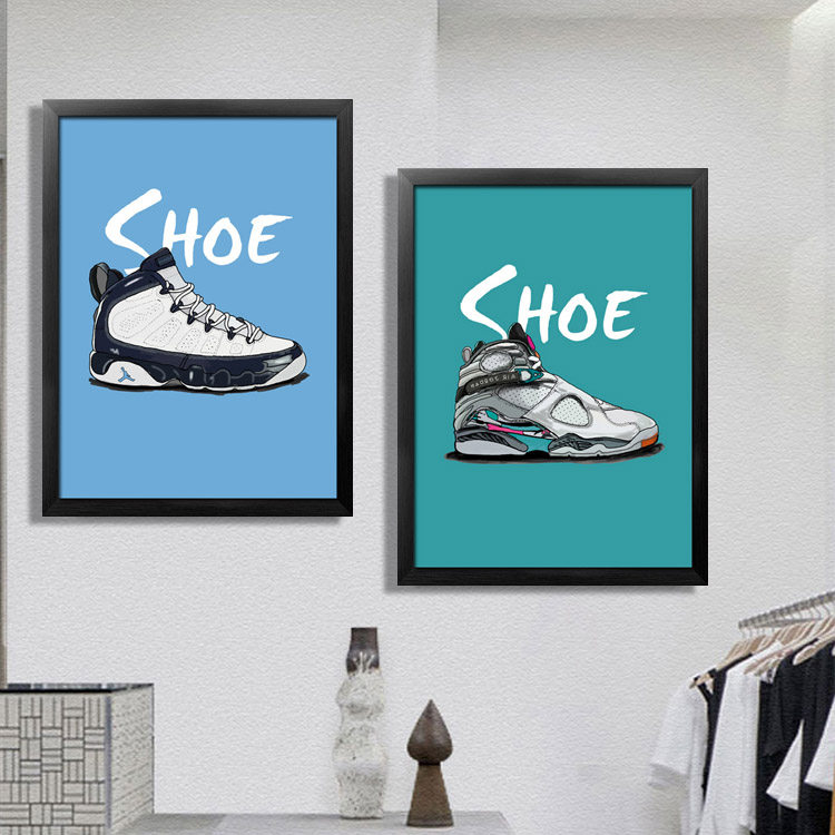 篮球球鞋海报装饰画画框鞋店专卖店学生运动鞋墙画现代装饰画