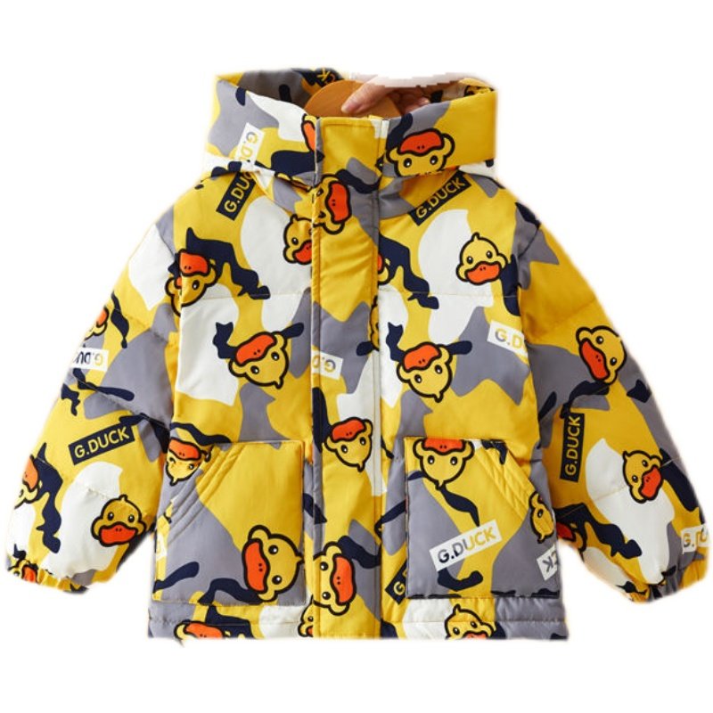 gduck鸭绒女童男童童装中小外套小黄鸭白鸭绒冬季羽绒服