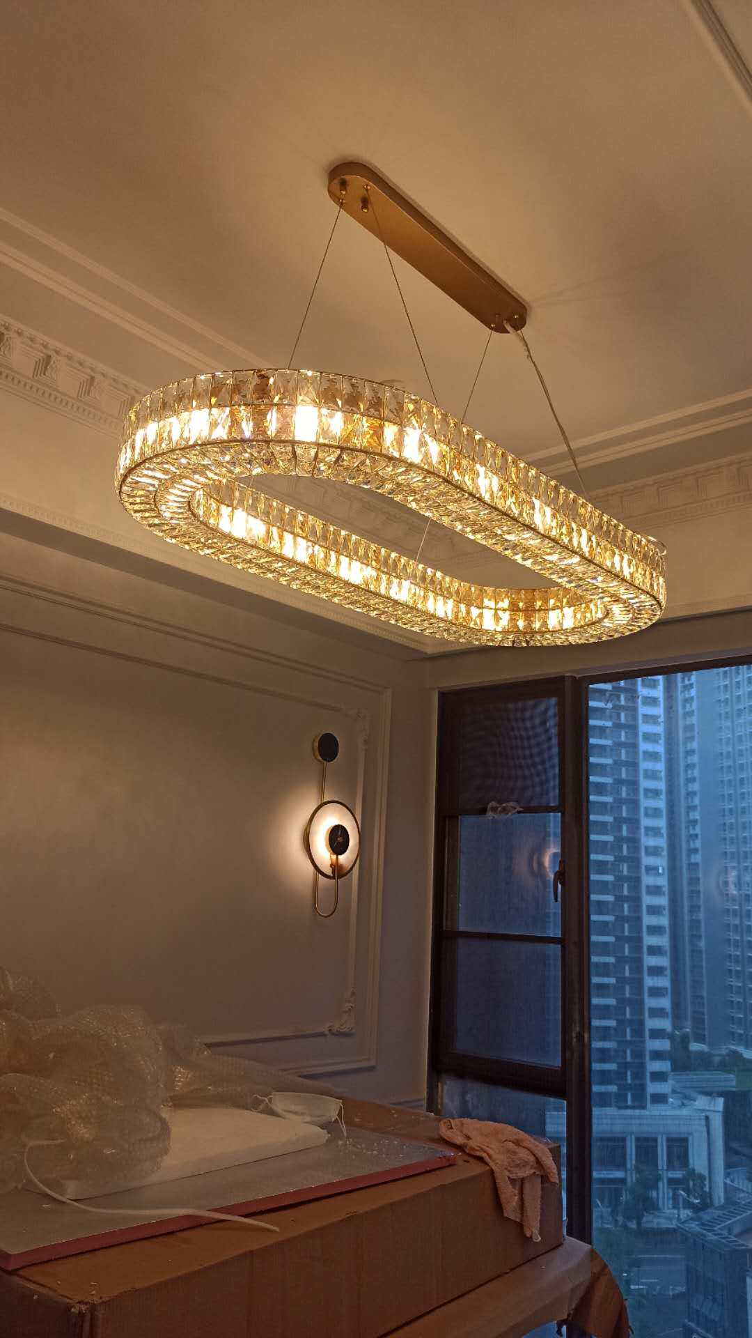 吊灯软装设计师美式水晶灯简约现代客厅餐厅椭圆形客厅吊灯
