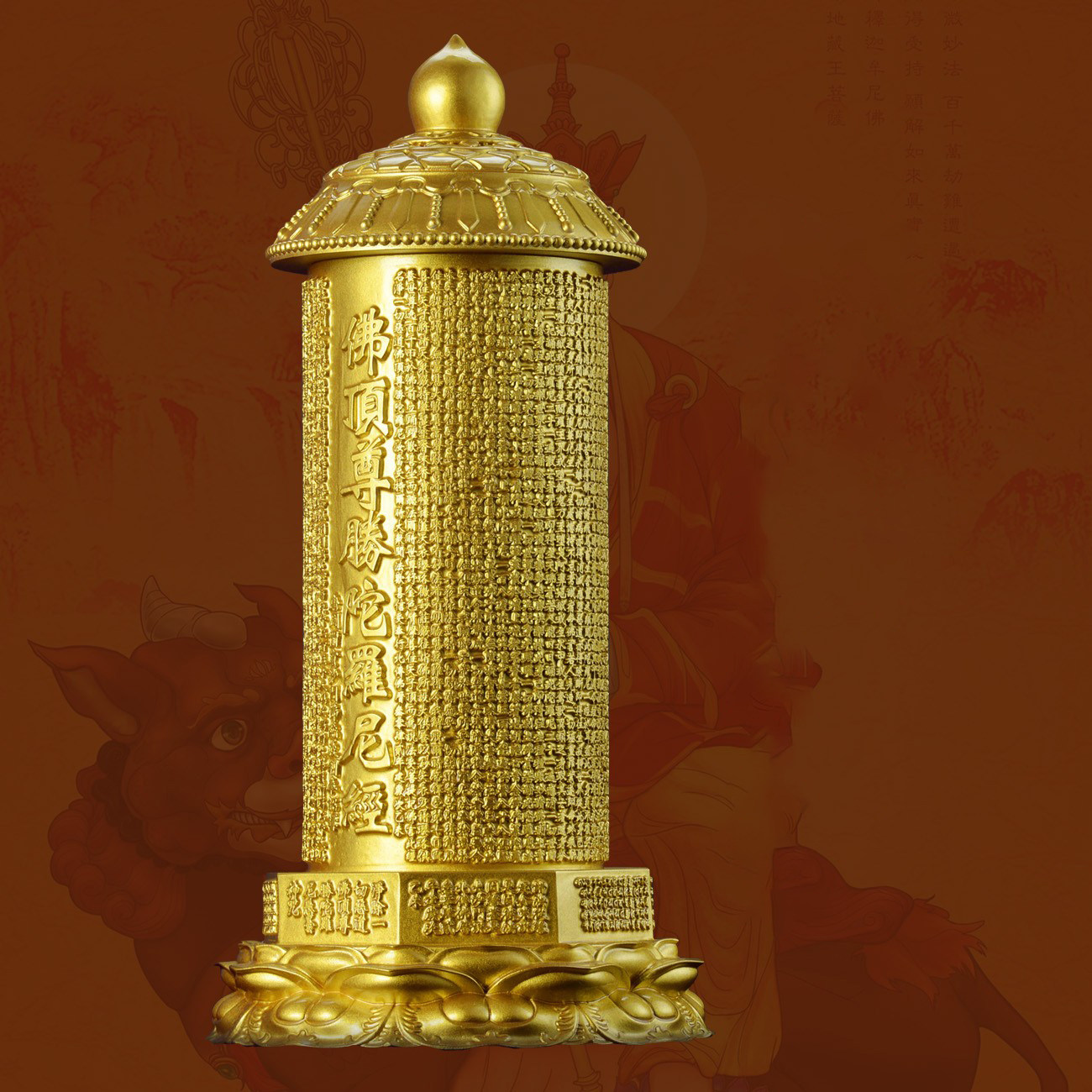 复古风铜器佛顶尊胜陀罗尼经幢仿古大号舍利塔摆件家居书房装饰品