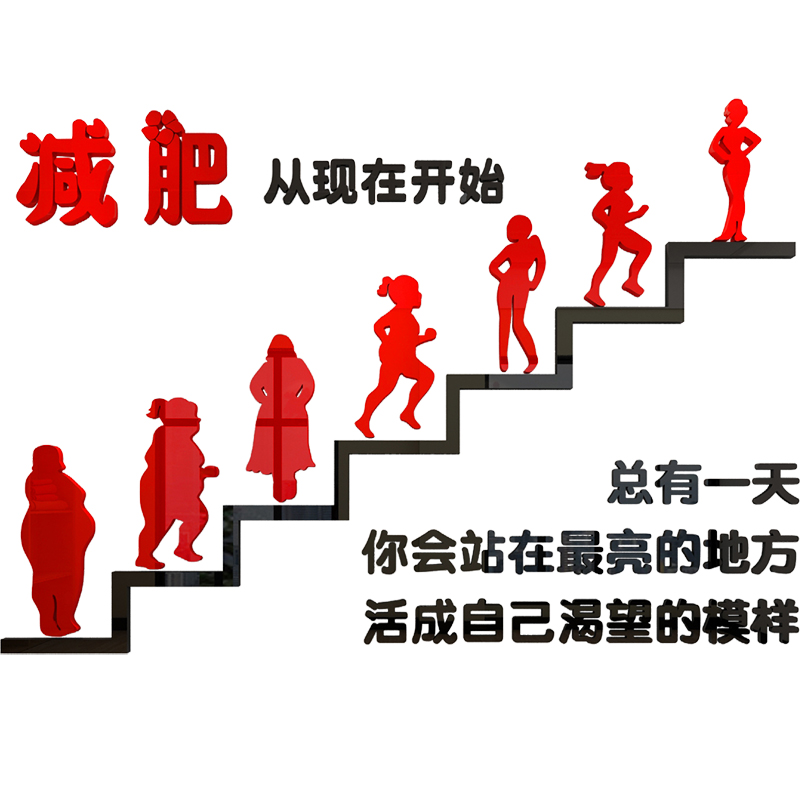 减肥养生励志海报贴纸美容院健身房瑜伽背景墙3d墙贴