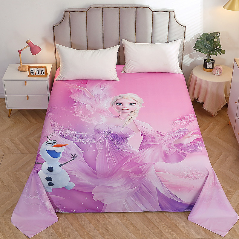 艾莎女王粉色床单单件女孩冰雪奇缘缘公主风儿床单