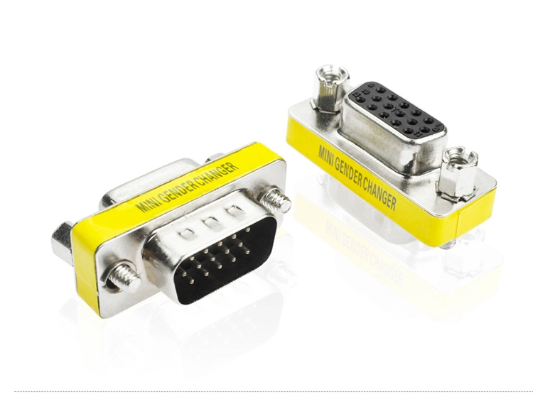 vga转换接头15针15孔母免焊接螺丝显示器延长转接头