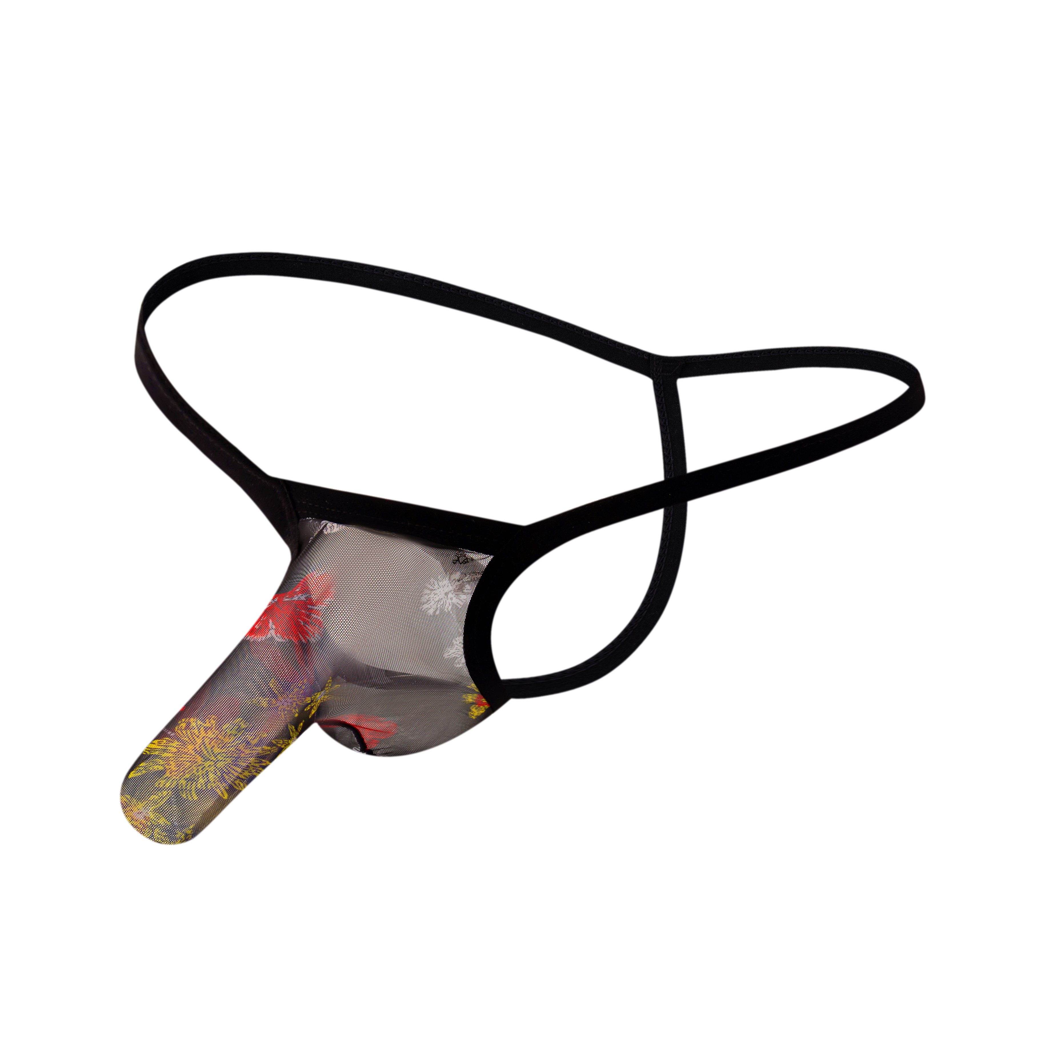 大象一根丁字裤性感男士明网象鼻透视印花柔软男丁字裤