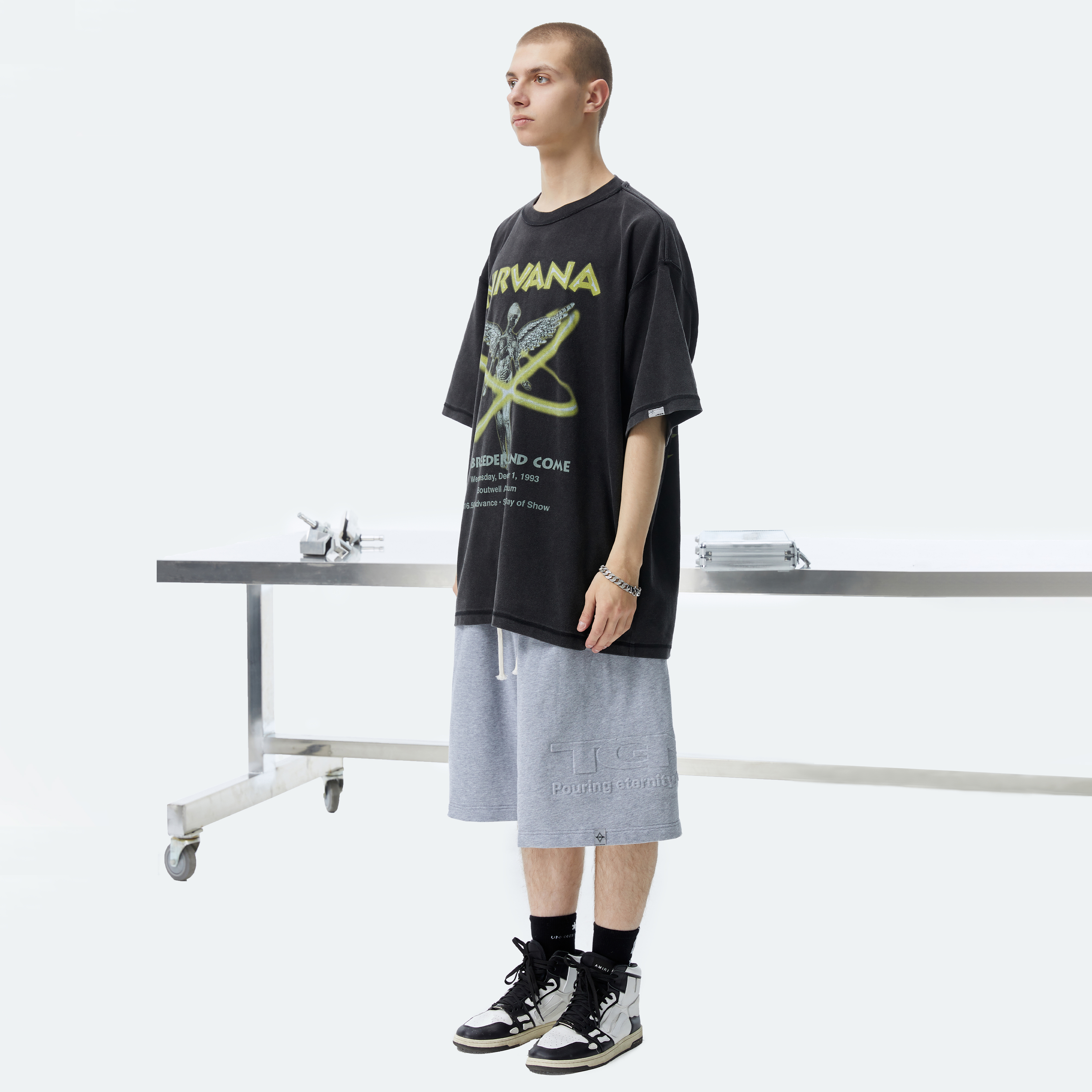 nirvana潮牌恤男短袖水洗乐队印花夏季街头复古t恤