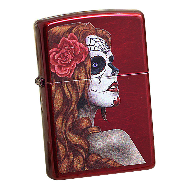 zippo打火机专柜原装正版纯铜亡灵墨西哥女郎红光zippo