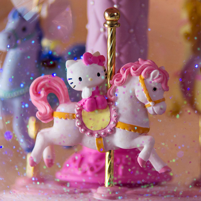 jarll水晶球音乐盒hellokitty旋转木马八音盒女生爱人生日音乐盒