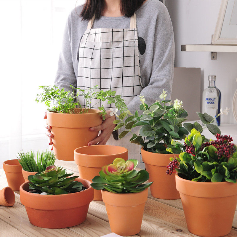 花盆清仓红陶兰花透气透水种植简约矮盆粗陶花盆