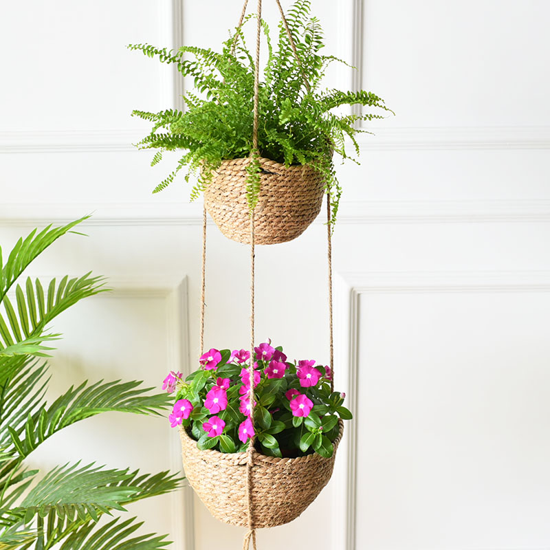 壁花盆吊兰悬挂挂墙阳台墙上草编北欧编织藤编吊篮盆景盆